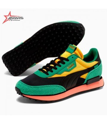 puma future rider game on black green yellow