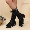 Ladies Laced Up Suede Boots - Black