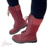 Laced Up Ladies Suede Boots - Maroon