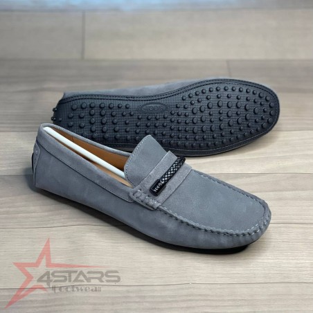 Tod's Suede Leather Loafers - Grey