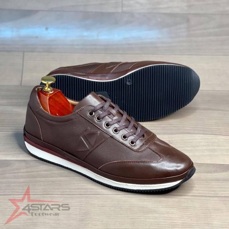 Ducavelli Men's Leather Sneakers - Coffee