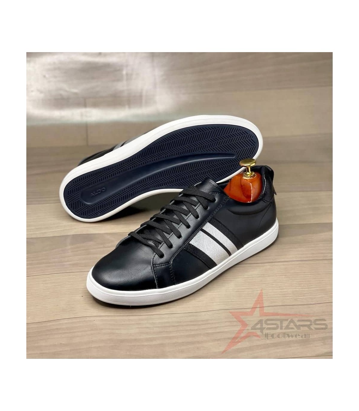 Aldo Leather Sneakers - Black/White