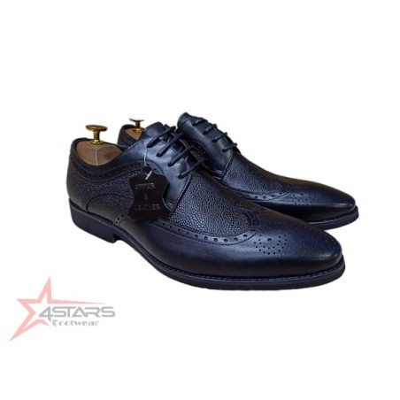 Genuine Leather Oxford Laced Official Shoes - Black