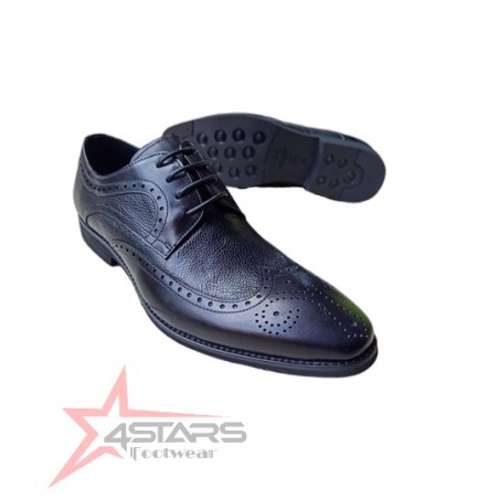 Genuine Leather Oxford Laced Official Shoes - Black