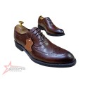 SM Genuine Leather Laced Oxford Official Shoes - Coffee