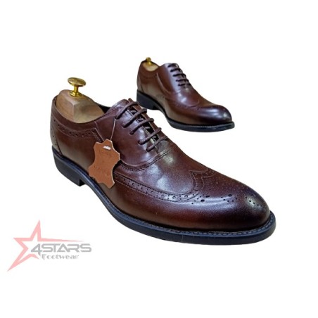 SM Genuine Leather Laced Oxford Official Shoes - Coffee