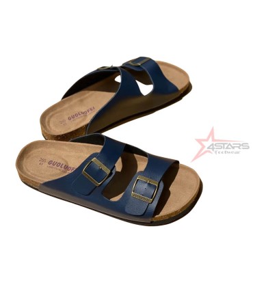 Slip On Cork Sandals - Navy