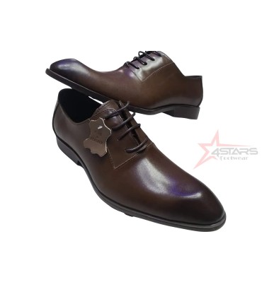 Franco Banetti Genuine Leather Laced Official Shoes - Coffee