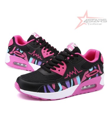 Ladies Fashion Sneakers - Black/Pink