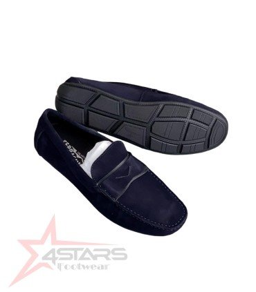 Men's Ferragamo Suede Loafers - Navy