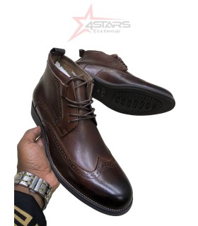 Clarks Oxford Laced Official Leather Boots - Coffee Brown