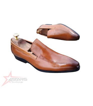 Genuine Leather Slip On SM Official Shoes - Brown