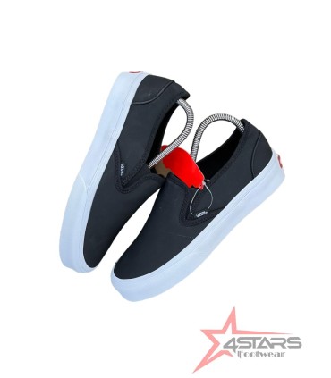 Leather Vans Slip On - Black/White