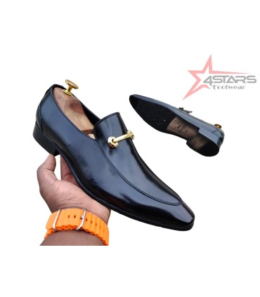 SM Slip On Official Leather Shoes - Black