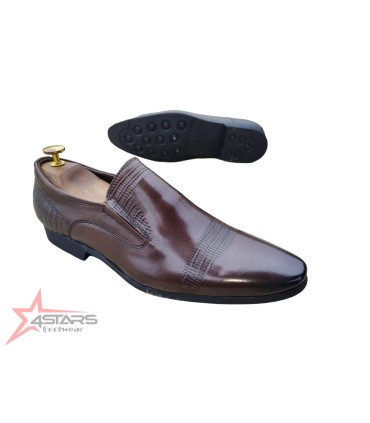 SM Men's Official Slip On Leather Shoes - Coffee