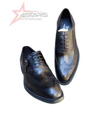 SM Genuine Leather Laced Oxford Official Shoes - Black