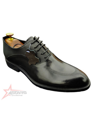 SM Genuine Leather Laced Official Shoes - Black