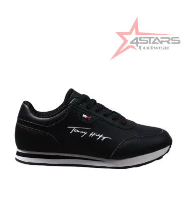 Tommy Hilfiger Casual Leather Sneakers - Black