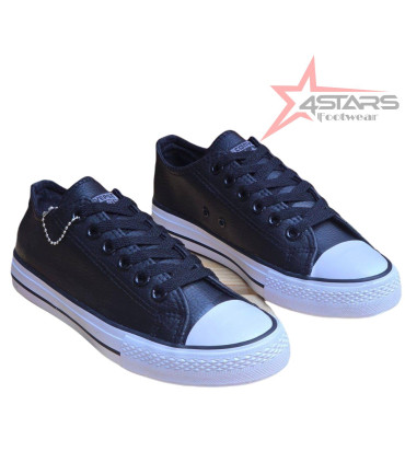 Converse All Star Leather Unisex Low Top Shoe - Black and White