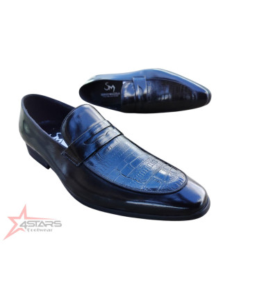 Slip On Genuine Leather SM Official Shoes - Black