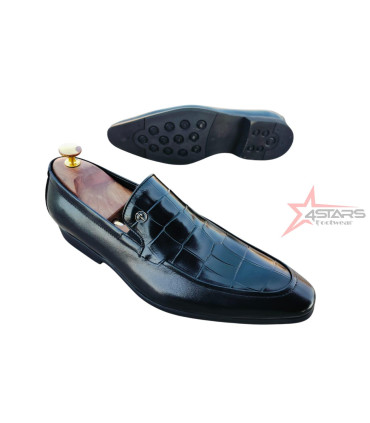 SM Slim Sole Laceless Formal Mens Shoes - Black