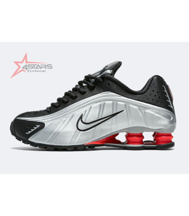 Nike Shox R4 Black and Metallic Silver