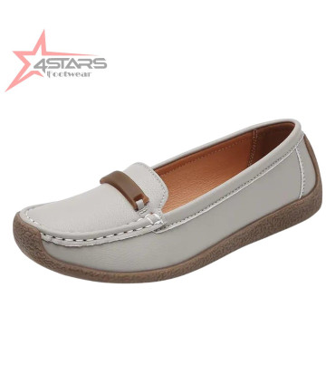 Classic Ladies' Slip-On Loafers with Strap Accent