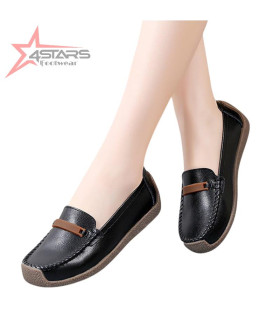 Classic Ladies' Slip-On Loafers with Strap Accent