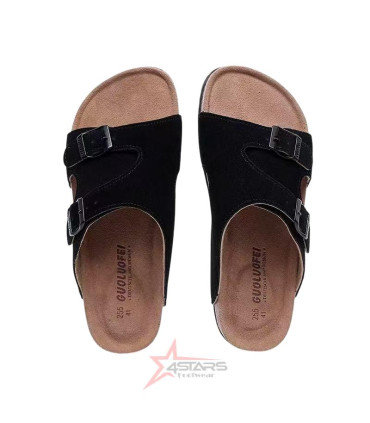 Men’s Cork Sandals, Arch Support Footbed Slippers with Buckle Straps