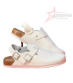 Leather Clogs With Strap - White