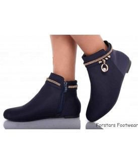 Ladies Zip Up Flat Ankle Boots