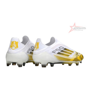 Adidas F50 Elite Kings League Laceless FG Firm Ground Soccer Cleats - White/Yellow/Black