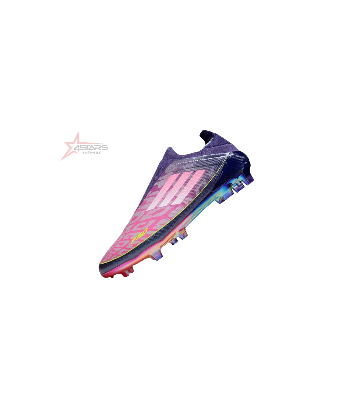 Lamine Yamal x Adidas F50 Elite Laceless FG Firm Ground Soccer Cleats - Pink/Purple/Yellow