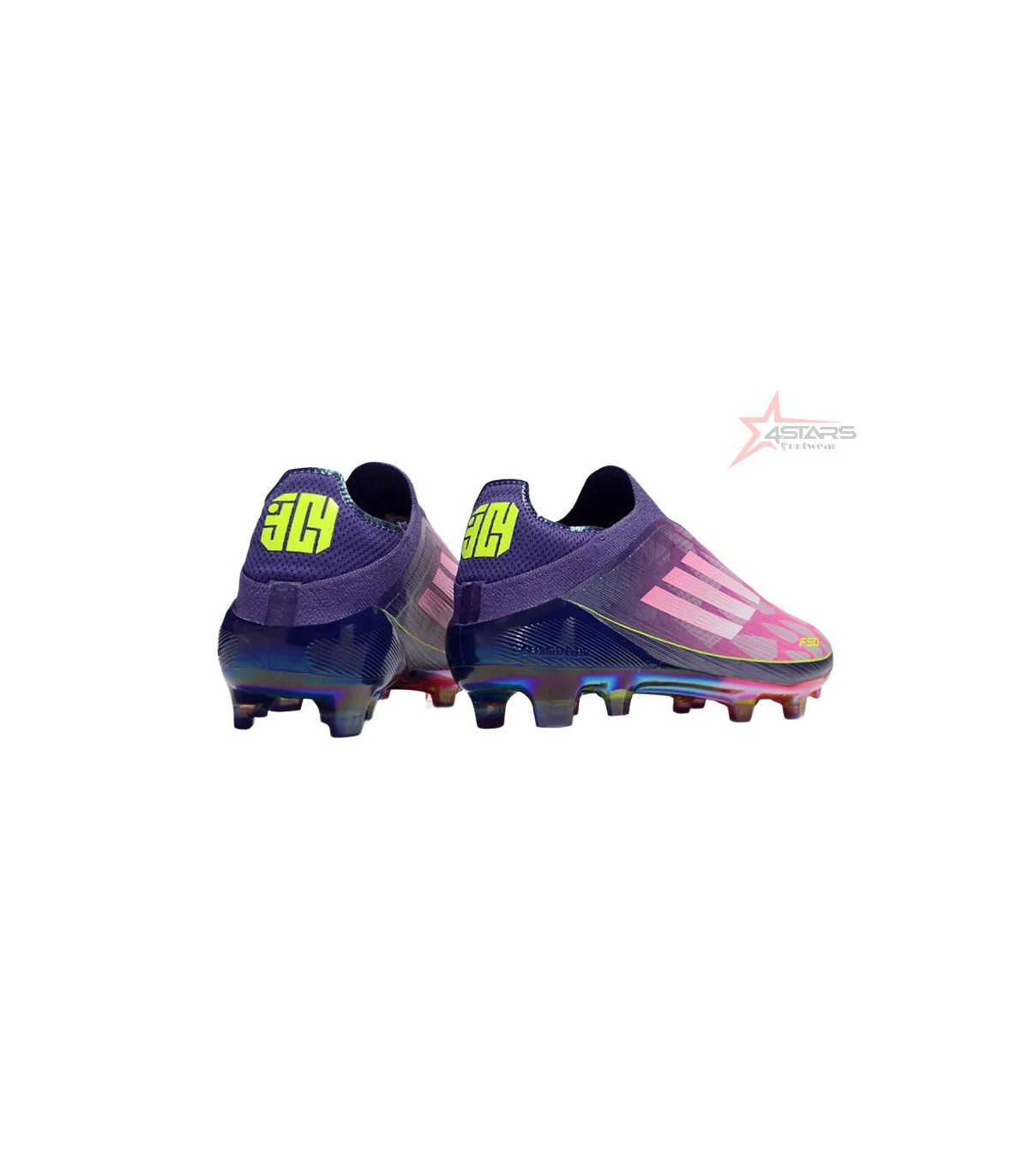 Lamine Yamal x Adidas F50 Elite Laceless FG Firm Ground Soccer Cleats - Pink/Purple/Yellow