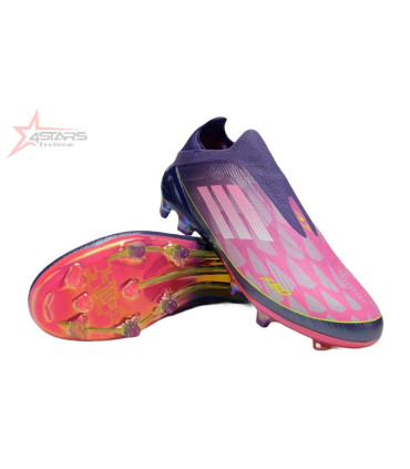 Lamine Yamal x Adidas F50 Elite Laceless FG Firm Ground Soccer Cleats - Pink/Purple/Yellow