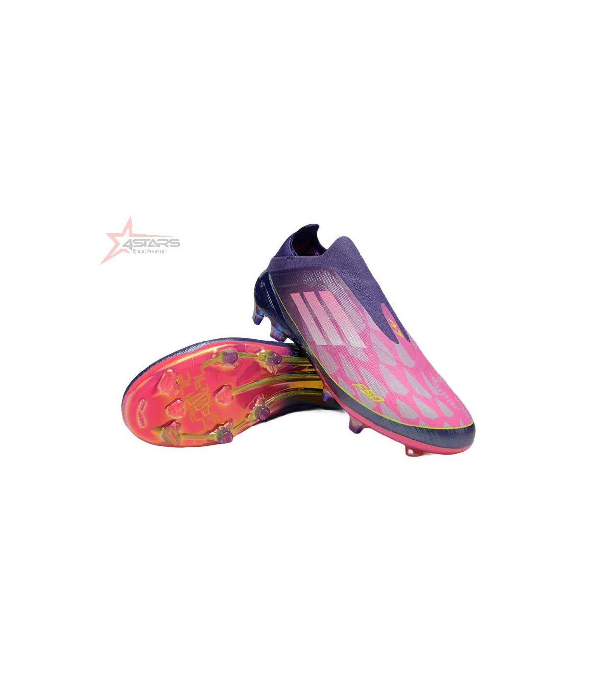 Lamine Yamal x Adidas F50 Elite Laceless FG Firm Ground Soccer Cleats - Pink/Purple/Yellow