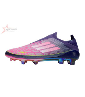 Lamine Yamal x Adidas F50 Elite Laceless FG Firm Ground Soccer Cleats - Pink/Purple/Yellow