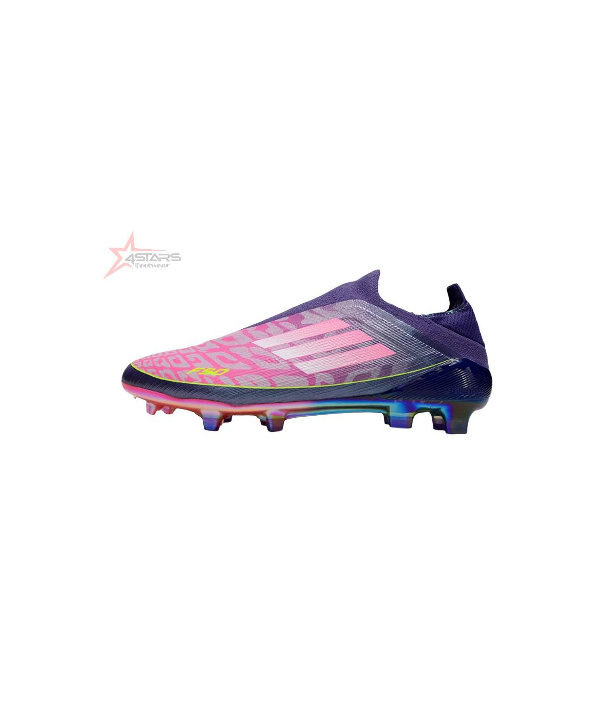 Lamine Yamal x Adidas F50 Elite Laceless FG Firm Ground Soccer Cleats - Pink/Purple/Yellow