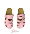 Women's Closed Toe Strapped Leather Sandals - Pink