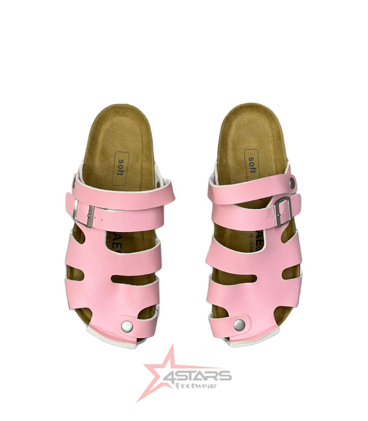 Women's Closed Toe Strapped Leather Sandals - Pink