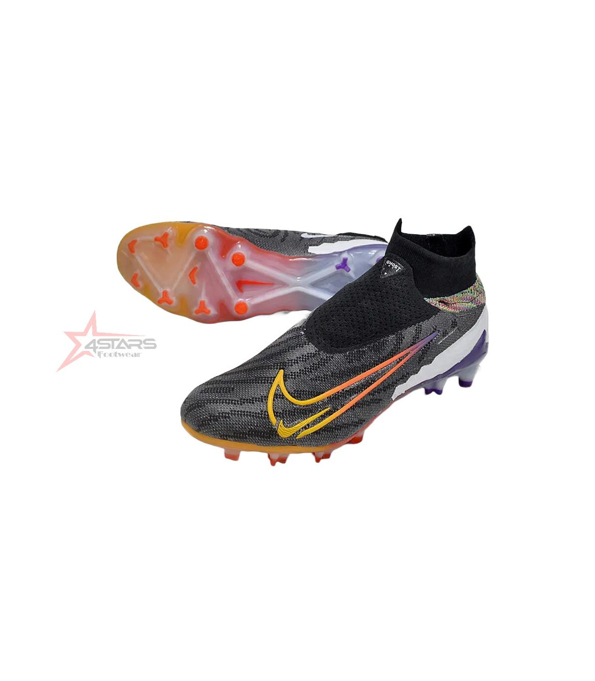 Nike Phantom GX Elite FG Firm Ground Soccer Cleats - Black/Yellow/Orange/Purple