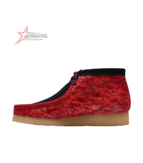 Clarks X Popcaan Originals Wallabee Boot Red Camouflage