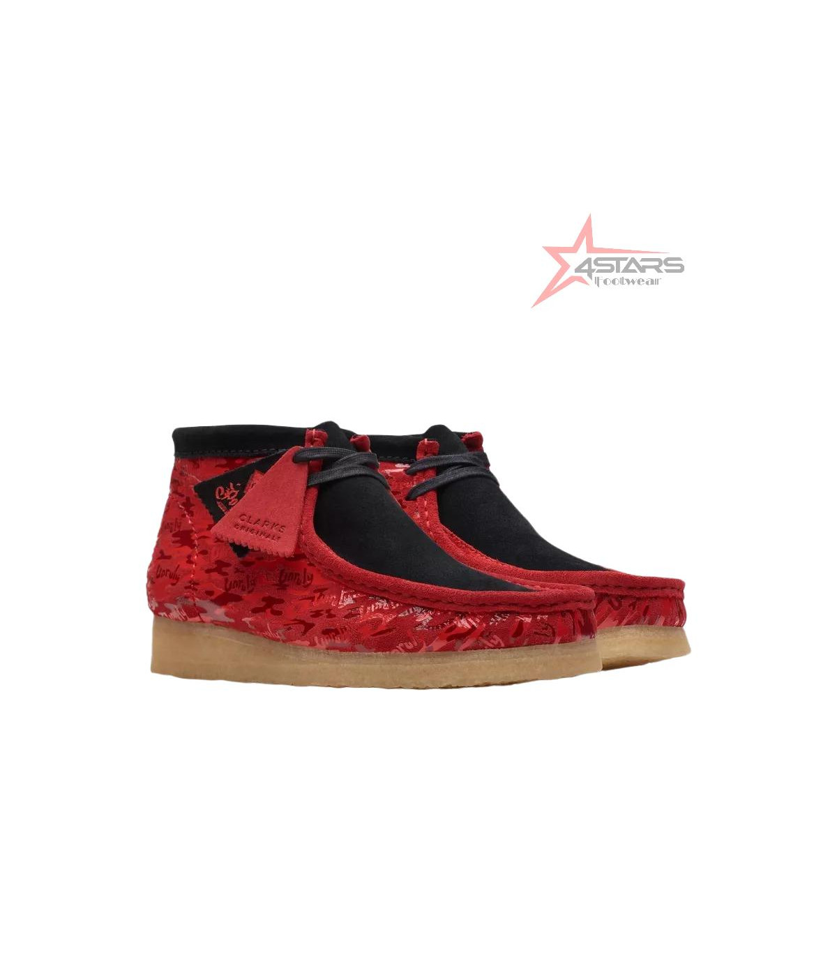 Clarks X Popcaan Originals Wallabee Boot Red Camouflage