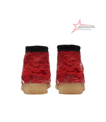 Clarks X Popcaan Originals Wallabee Boot Red Camouflage
