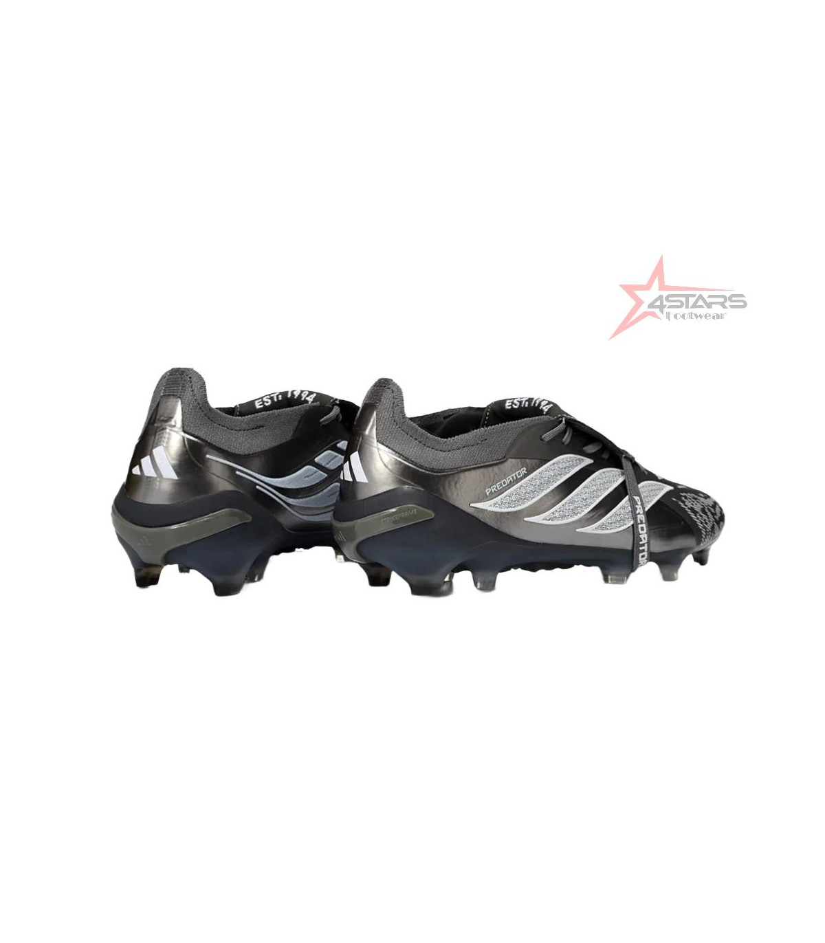 Adidas Predator 26 Elite Fold-Over Tongue FG Firm Ground Soccer Cleats - Black/Steel Grey/White