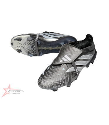 Adidas Predator 26 Elite Fold-Over Tongue FG Firm Ground Soccer Cleats - Black/Steel Grey/White