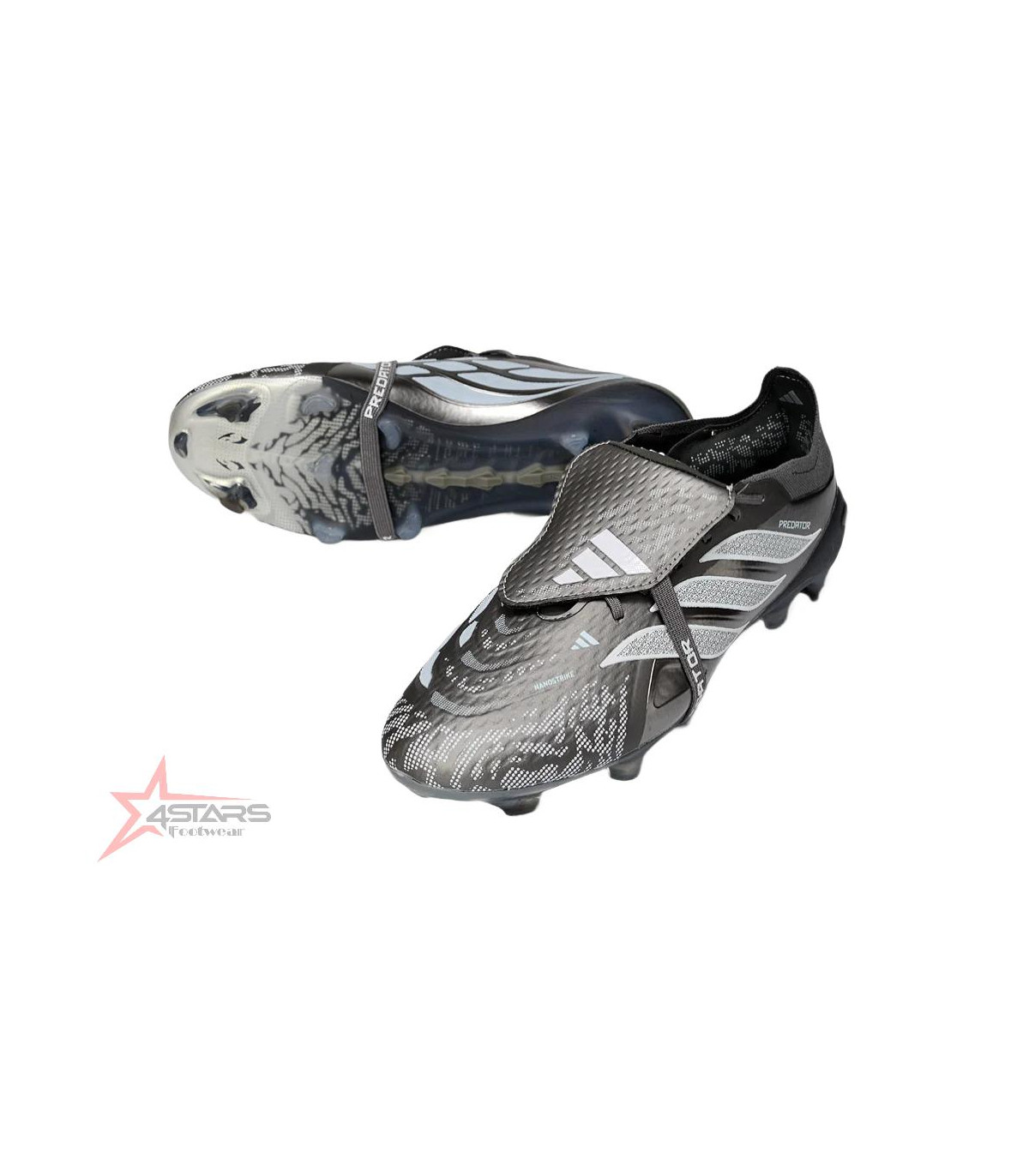 Adidas Predator 26 Elite Fold-Over Tongue FG Firm Ground Soccer Cleats - Black/Steel Grey/White