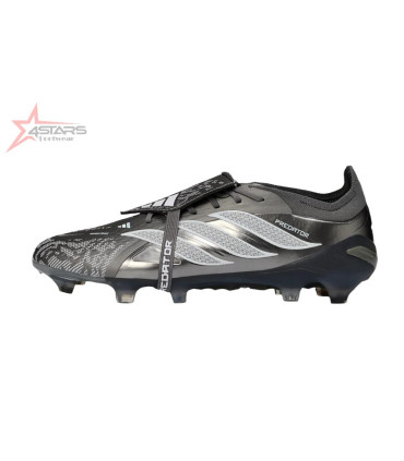 Adidas Predator 26 Elite Fold-Over Tongue FG Firm Ground Soccer Cleats - Black/Steel Grey/White