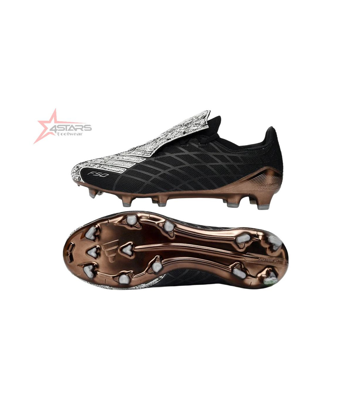 Adidas F50 Spider Elite FG 2025 Firm Ground Soccer Cleats - Black/Copper Highlight/White Accents