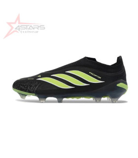 Adidas Predator 26 Elite Laceless Firm Ground FG Football Boot - Black/Green